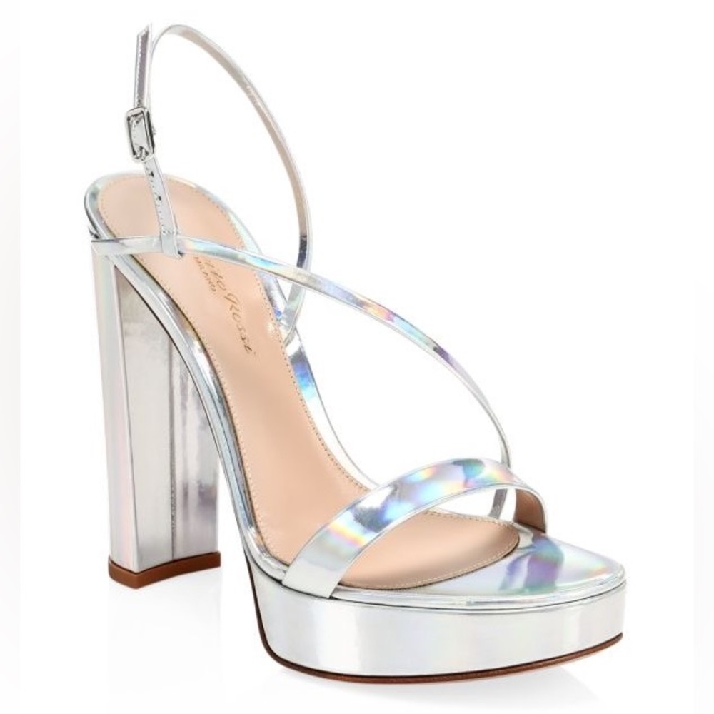 GIANVITO ROSSI Kimberly Platform Mirrored Leather Slingback Sandals 39